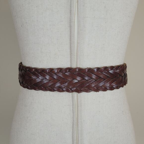 Vintage‎ Express Belt Large Brown Braided Woven Leather Wide Waist Western Boho Vintage Express Belt Large Brown Braided Woven Leather Wide  main image 3